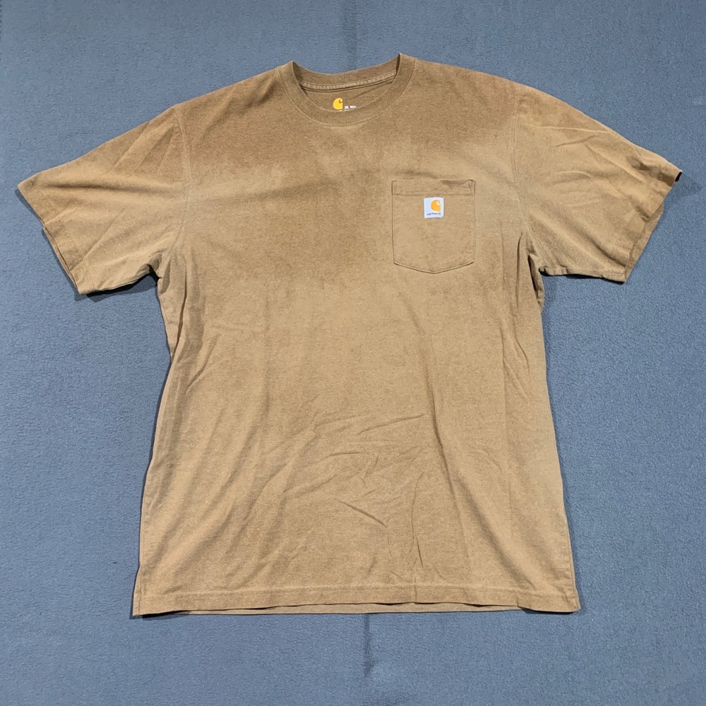 Carhartt Mens XL Tall T-Shirt K87 219 Original Fit Short Sleeve Pocket Tee Brown
